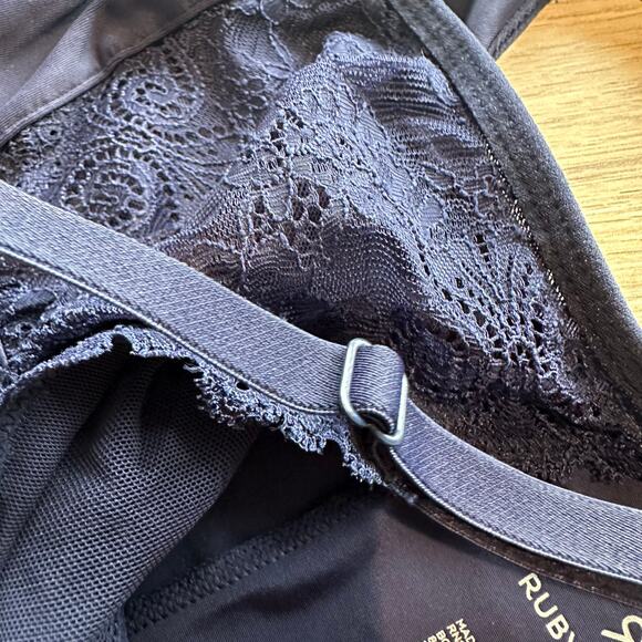 Ruby Ribbon Lace Second Skin Cami Evening Blue Style 1749 Size 40 - Picture 5 of 7